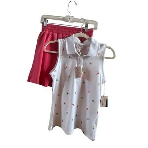 NWT Tommy Bahama XS Everyday Active Sleeveless Tropical Polo Pink Skort Golf